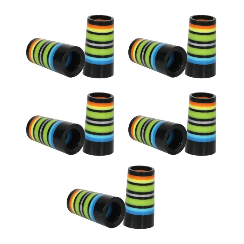10Pcs Golfing Tapered Ferrules Fit 0.35Inch 0.37Inch Tapered and Parallel Shafts Colorful Striped Golfing Iron Ferrules