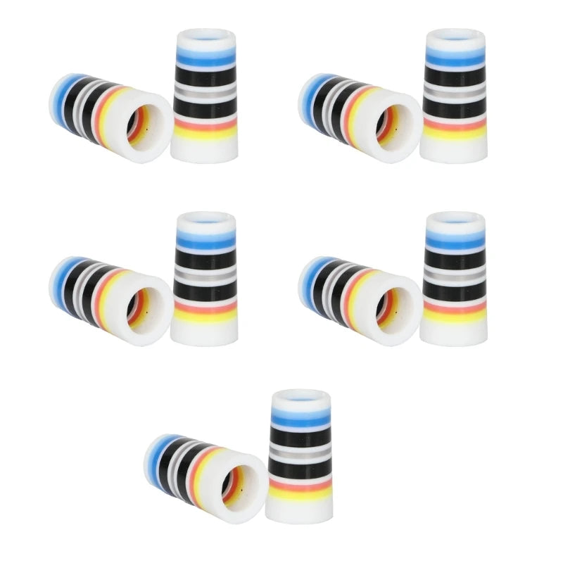 10Pcs Golfing Tapered Ferrules Fit 0.35Inch 0.37Inch Tapered and Parallel Shafts Colorful Striped Golfing Iron Ferrules