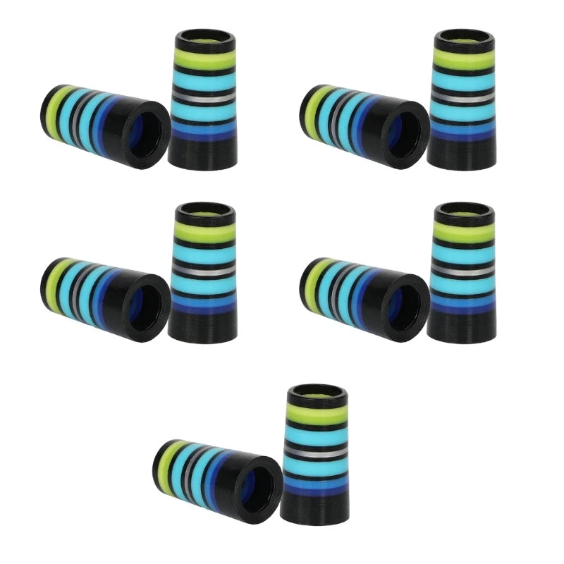 10Pcs Golfing Tapered Ferrules Fit 0.35Inch 0.37Inch Tapered and Parallel Shafts Colorful Striped Golfing Iron Ferrules