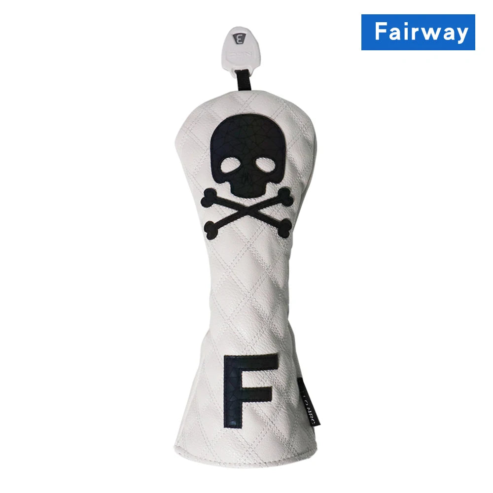 Golf Wood Cover PU Material For Driver Fairway Hybrid Waterproof Protector Cover Skull Pattern Soft Durable Golf Club Covers