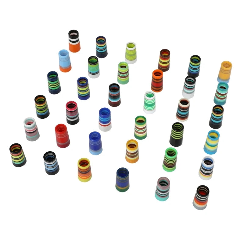 10Pcs Golfing Tapered Ferrules Fit 0.35Inch 0.37Inch Tapered and Parallel Shafts Colorful Striped Golfing Iron Ferrules