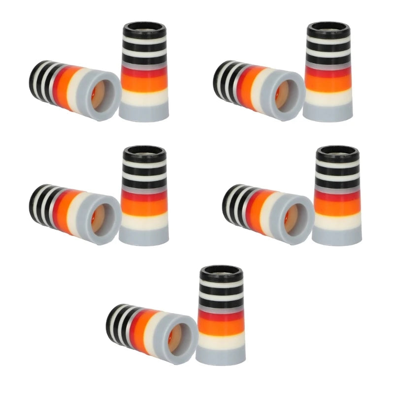 10Pcs Golfing Tapered Ferrules Fit 0.35Inch 0.37Inch Tapered and Parallel Shafts Colorful Striped Golfing Iron Ferrules