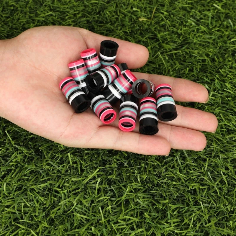 10Pcs Golfing Tapered Ferrules Fit 0.35Inch 0.37Inch Tapered and Parallel Shafts Colorful Striped Golfing Iron Ferrules