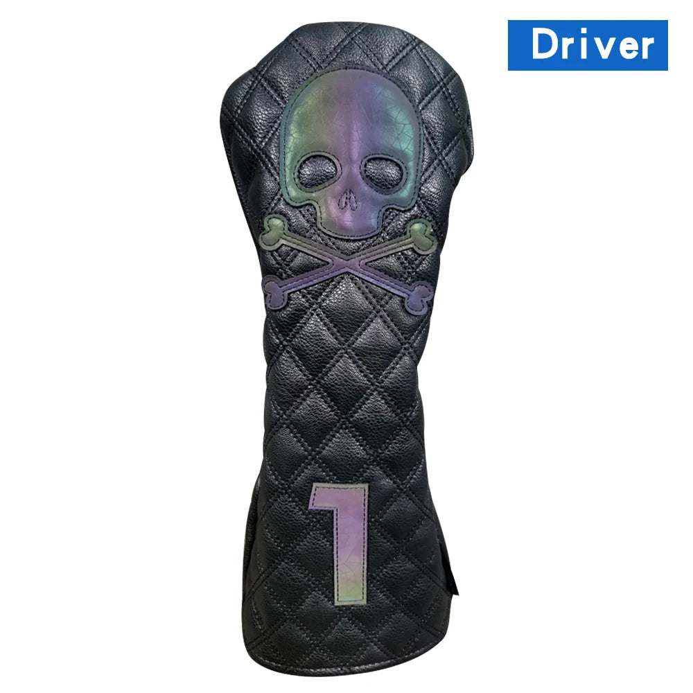 Golf Wood Cover PU Material For Driver Fairway Hybrid Waterproof Protector Cover Skull Pattern Soft Durable Golf Club Covers
