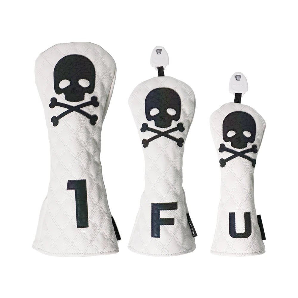 Golf Wood Cover PU Material For Driver Fairway Hybrid Waterproof Protector Cover Skull Pattern Soft Durable Golf Club Covers