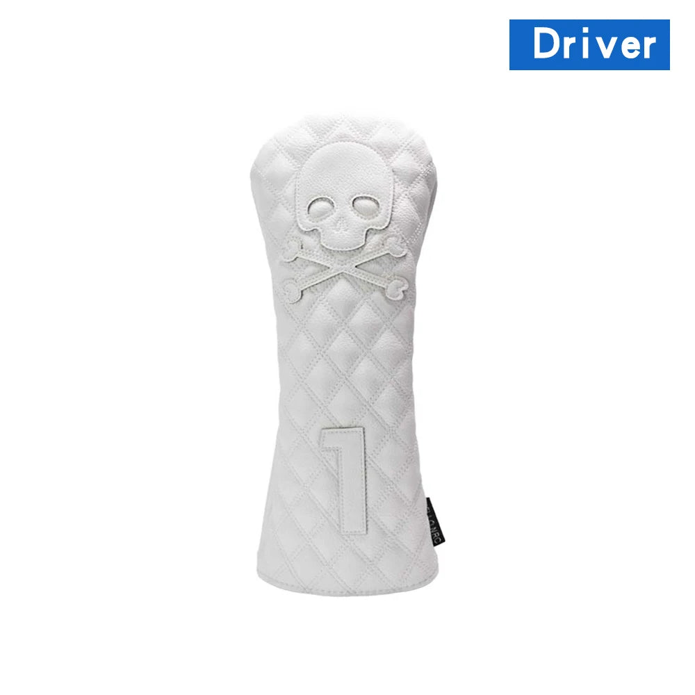 Golf Wood Cover PU Material For Driver Fairway Hybrid Waterproof Protector Cover Skull Pattern Soft Durable Golf Club Covers
