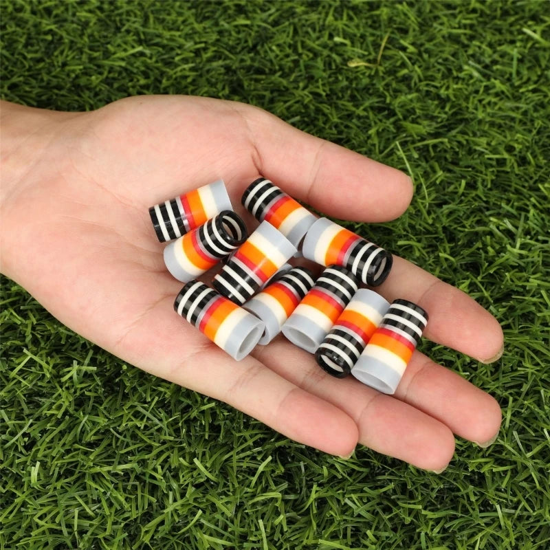 10Pcs Golfing Tapered Ferrules Fit 0.35Inch 0.37Inch Tapered and Parallel Shafts Colorful Striped Golfing Iron Ferrules