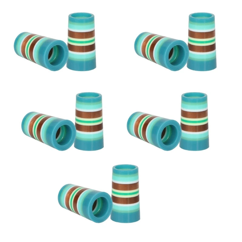 10Pcs Golfing Tapered Ferrules Fit 0.35Inch 0.37Inch Tapered and Parallel Shafts Colorful Striped Golfing Iron Ferrules