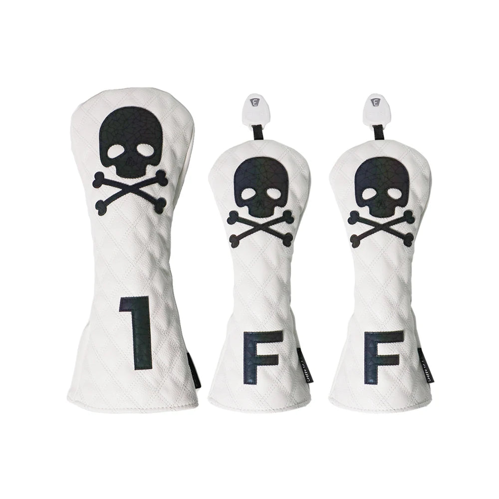 Golf Wood Cover PU Material For Driver Fairway Hybrid Waterproof Protector Cover Skull Pattern Soft Durable Golf Club Covers