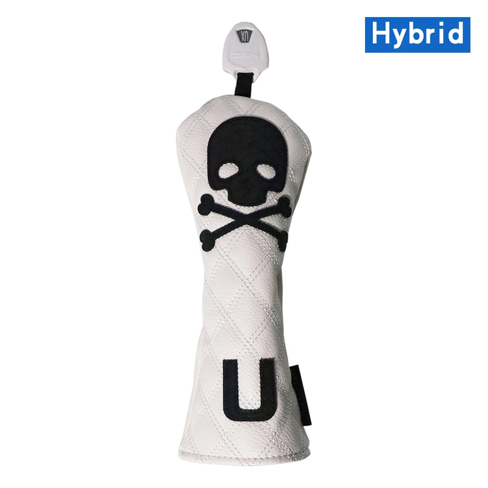 Golf Wood Cover PU Material For Driver Fairway Hybrid Waterproof Protector Cover Skull Pattern Soft Durable Golf Club Covers