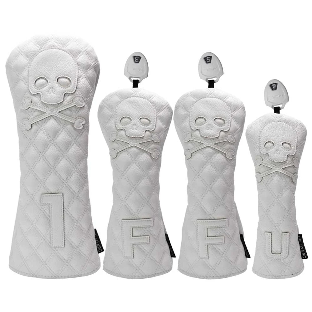 Golf Wood Cover PU Material For Driver Fairway Hybrid Waterproof Protector Cover Skull Pattern Soft Durable Golf Club Covers