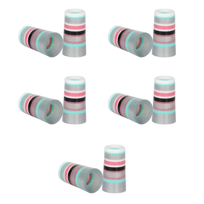 10Pcs Golfing Tapered Ferrules Fit 0.35Inch 0.37Inch Tapered and Parallel Shafts Colorful Striped Golfing Iron Ferrules