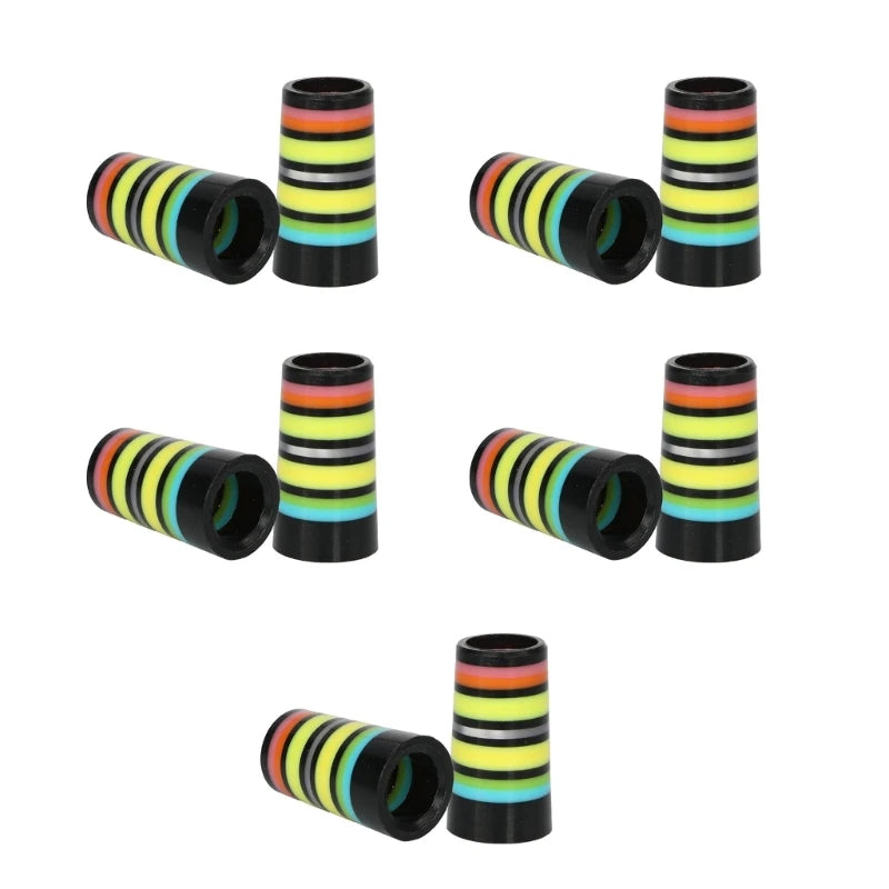 10Pcs Golfing Tapered Ferrules Fit 0.35Inch 0.37Inch Tapered and Parallel Shafts Colorful Striped Golfing Iron Ferrules