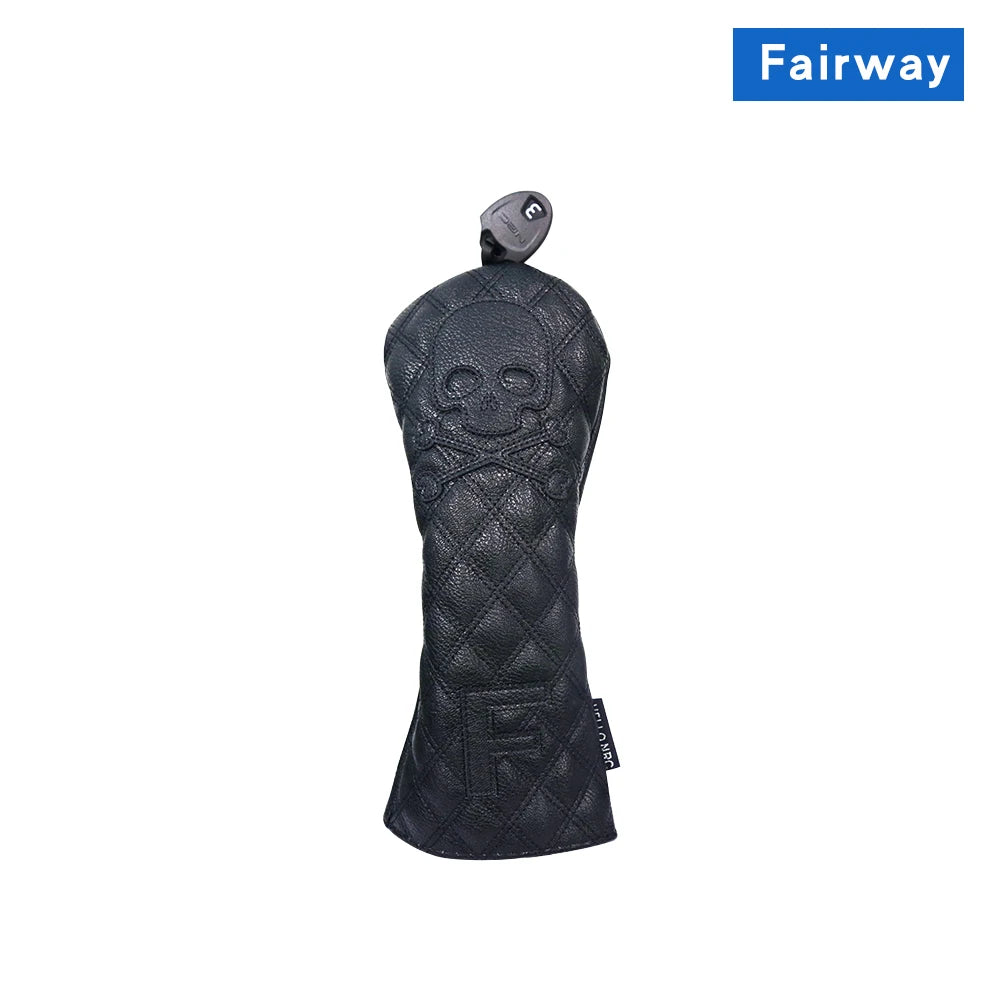 Golf Wood Cover PU Material For Driver Fairway Hybrid Waterproof Protector Cover Skull Pattern Soft Durable Golf Club Covers