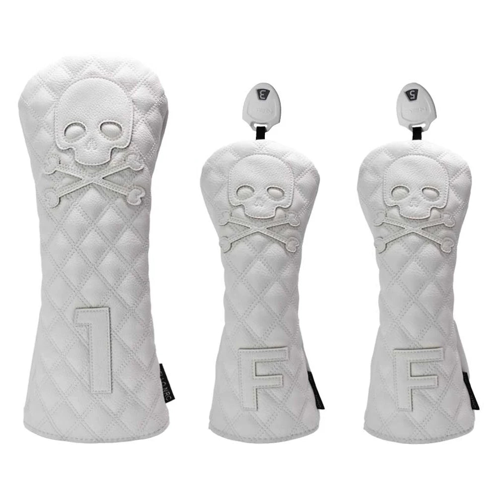 Golf Wood Cover PU Material For Driver Fairway Hybrid Waterproof Protector Cover Skull Pattern Soft Durable Golf Club Covers