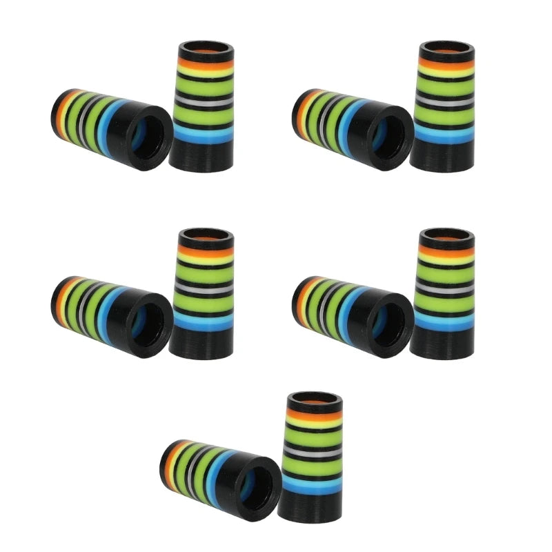 10Pcs Golfing Tapered Ferrules Fit 0.35Inch 0.37Inch Tapered and Parallel Shafts Colorful Striped Golfing Iron Ferrules