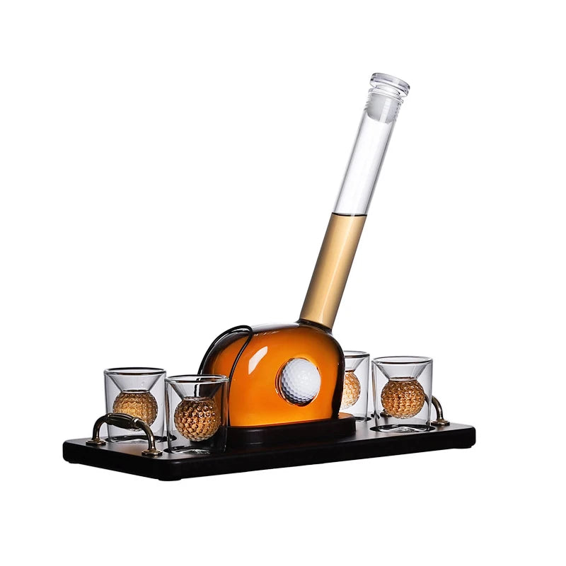 Golf Decanter Whiskey Set with Golf Ball Shot Glasses