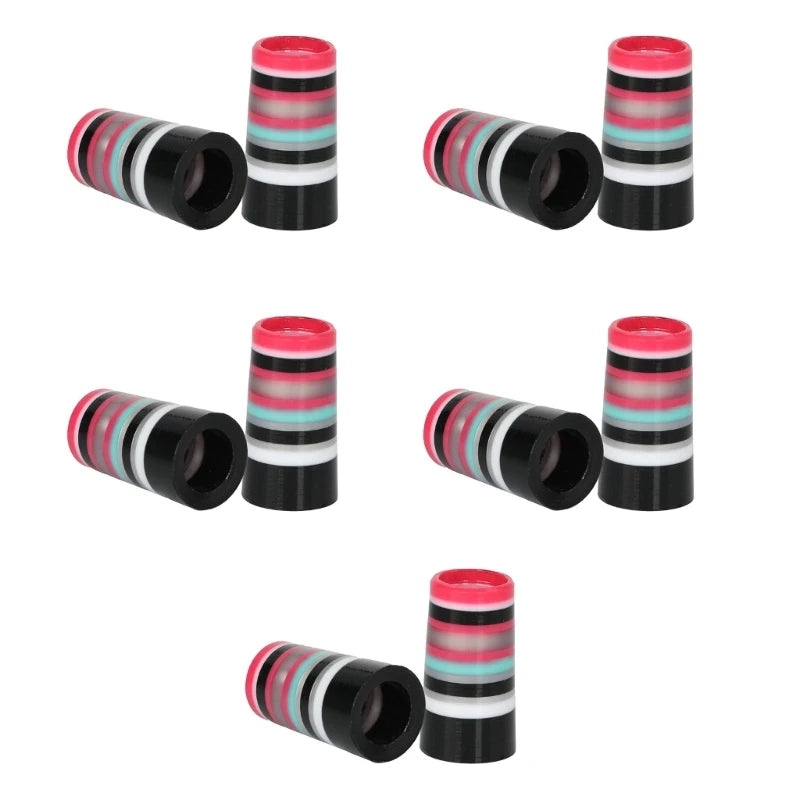 10Pcs Golfing Tapered Ferrules Fit 0.35Inch 0.37Inch Tapered and Parallel Shafts Colorful Striped Golfing Iron Ferrules