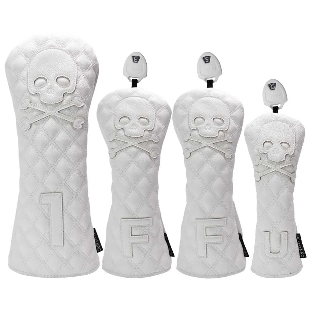 Golf Wood Cover PU Material For Driver Fairway Hybrid Waterproof Protector Cover Skull Pattern Soft Durable Golf Club Covers
