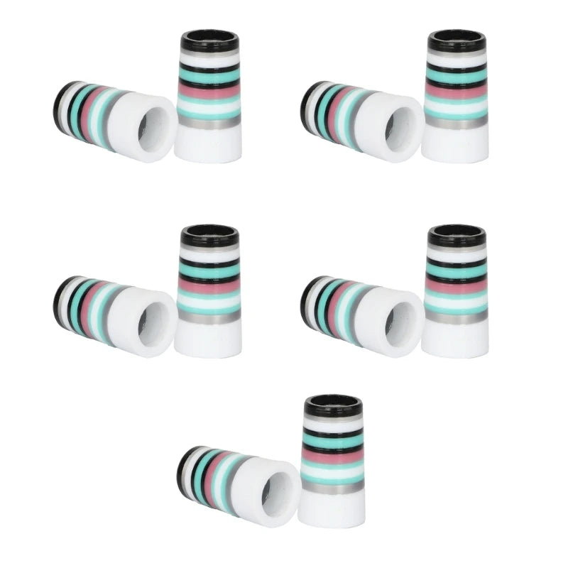 10Pcs Golfing Tapered Ferrules Fit 0.35Inch 0.37Inch Tapered and Parallel Shafts Colorful Striped Golfing Iron Ferrules