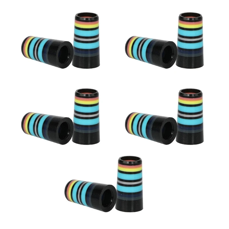 10Pcs Golfing Tapered Ferrules Fit 0.35Inch 0.37Inch Tapered and Parallel Shafts Colorful Striped Golfing Iron Ferrules