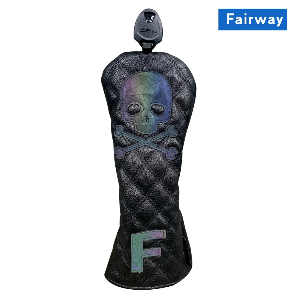 Golf Wood Cover PU Material For Driver Fairway Hybrid Waterproof Protector Cover Skull Pattern Soft Durable Golf Club Covers