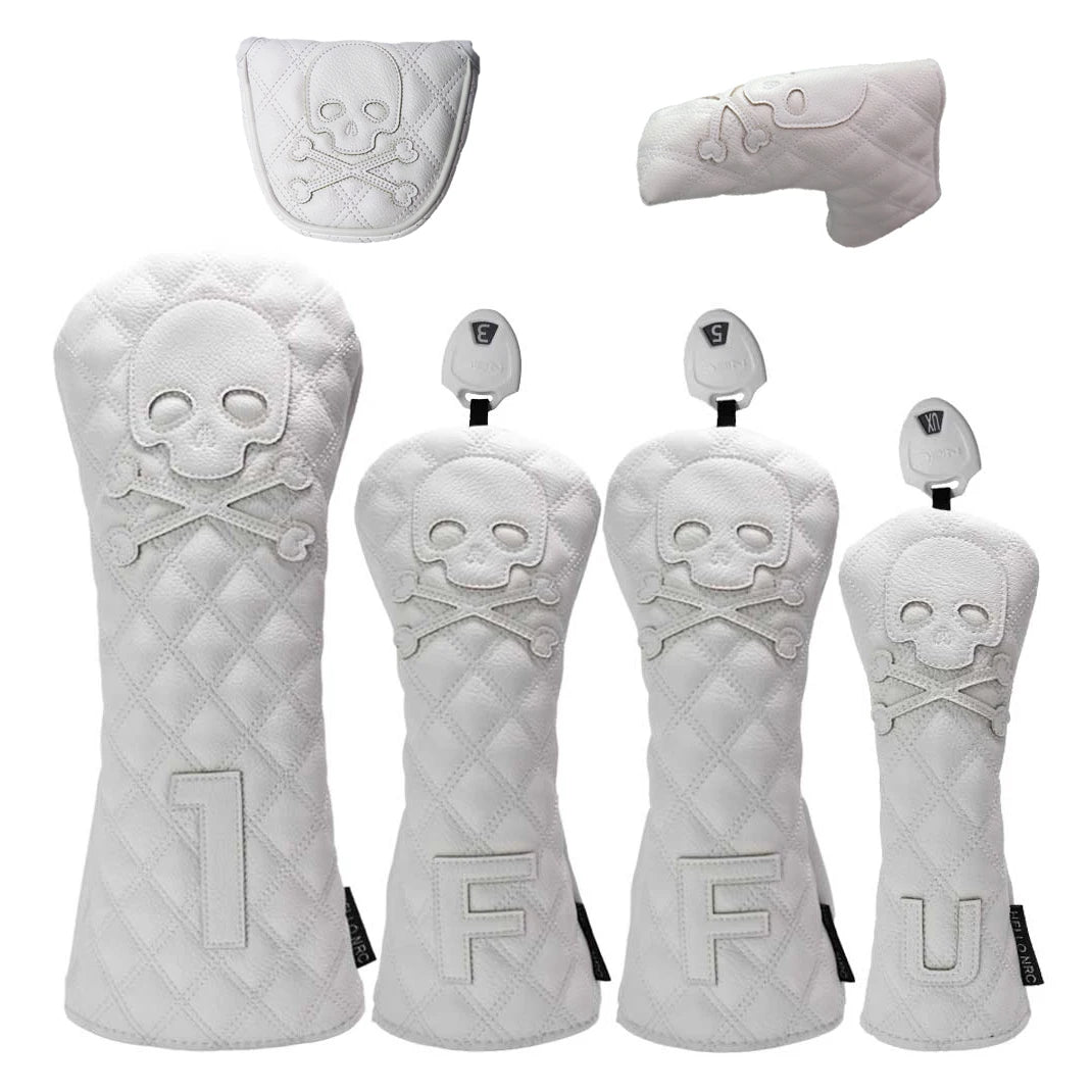 Golf Wood Cover PU Material For Driver Fairway Hybrid Waterproof Protector Cover Skull Pattern Soft Durable Golf Club Covers