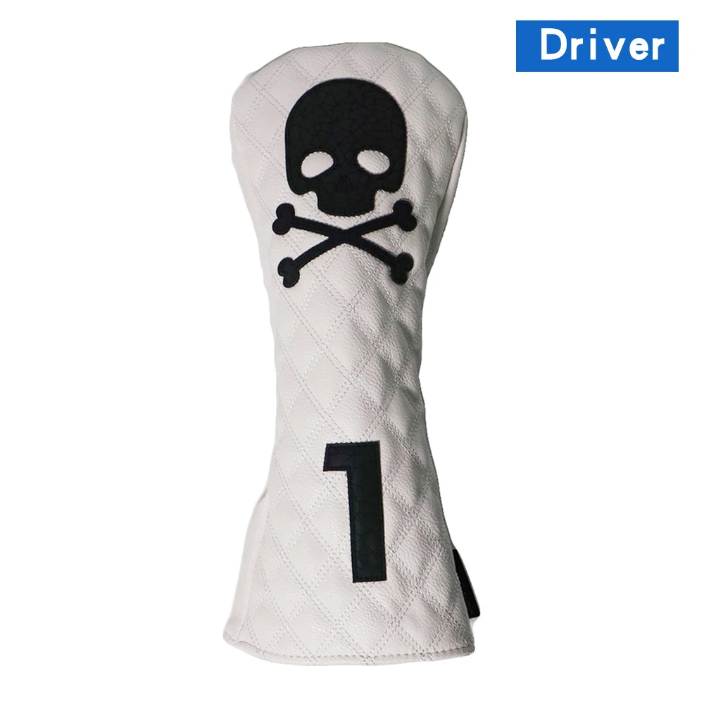 Golf Wood Cover PU Material For Driver Fairway Hybrid Waterproof Protector Cover Skull Pattern Soft Durable Golf Club Covers