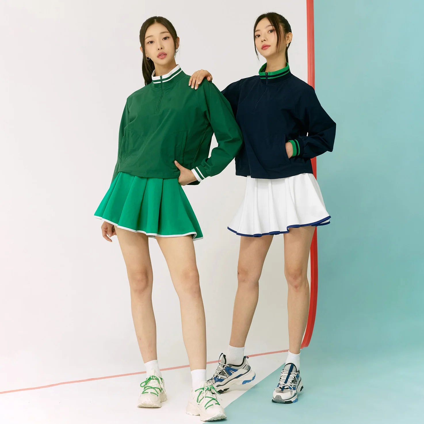 Casual Sports Skirt Set Contrasting Sports Running Jacket with Golf Skirt