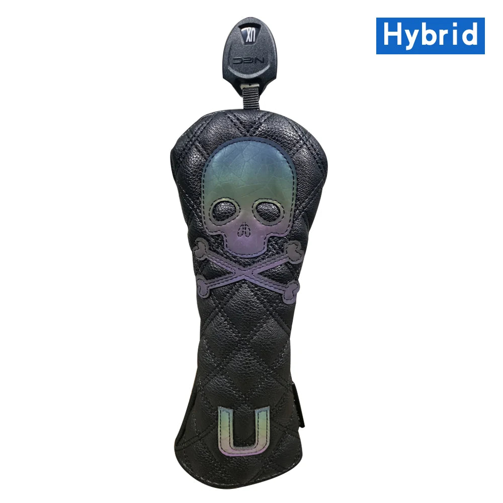 Golf Wood Cover PU Material For Driver Fairway Hybrid Waterproof Protector Cover Skull Pattern Soft Durable Golf Club Covers