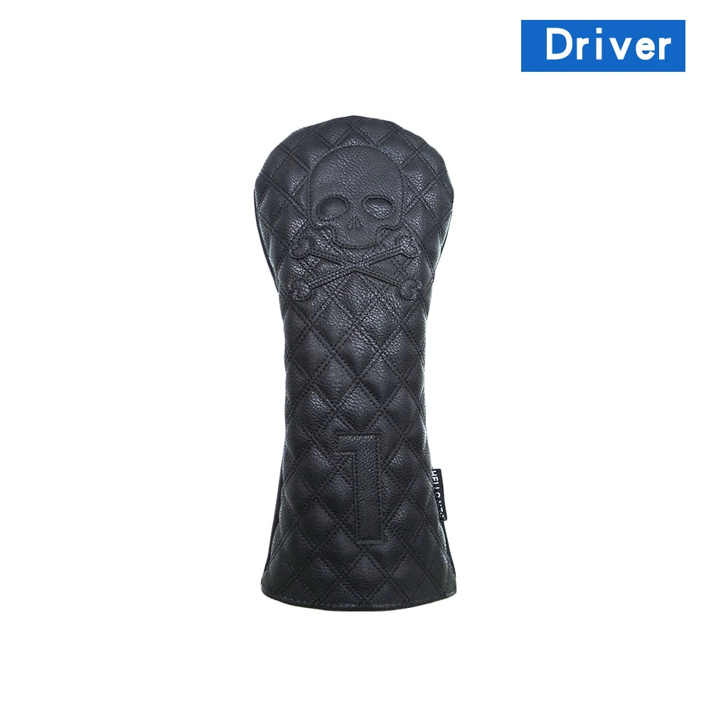 Golf Wood Cover PU Material For Driver Fairway Hybrid Waterproof Protector Cover Skull Pattern Soft Durable Golf Club Covers