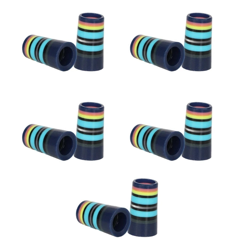 10Pcs Golfing Tapered Ferrules Fit 0.35Inch 0.37Inch Tapered and Parallel Shafts Colorful Striped Golfing Iron Ferrules