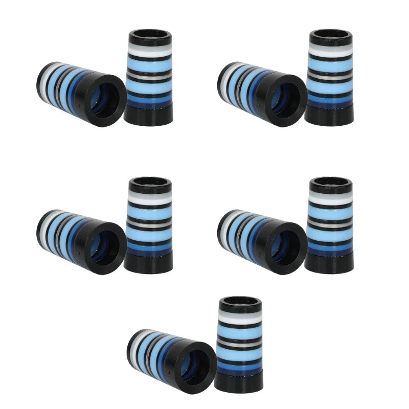 10Pcs Golfing Tapered Ferrules Fit 0.35Inch 0.37Inch Tapered and Parallel Shafts Colorful Striped Golfing Iron Ferrules