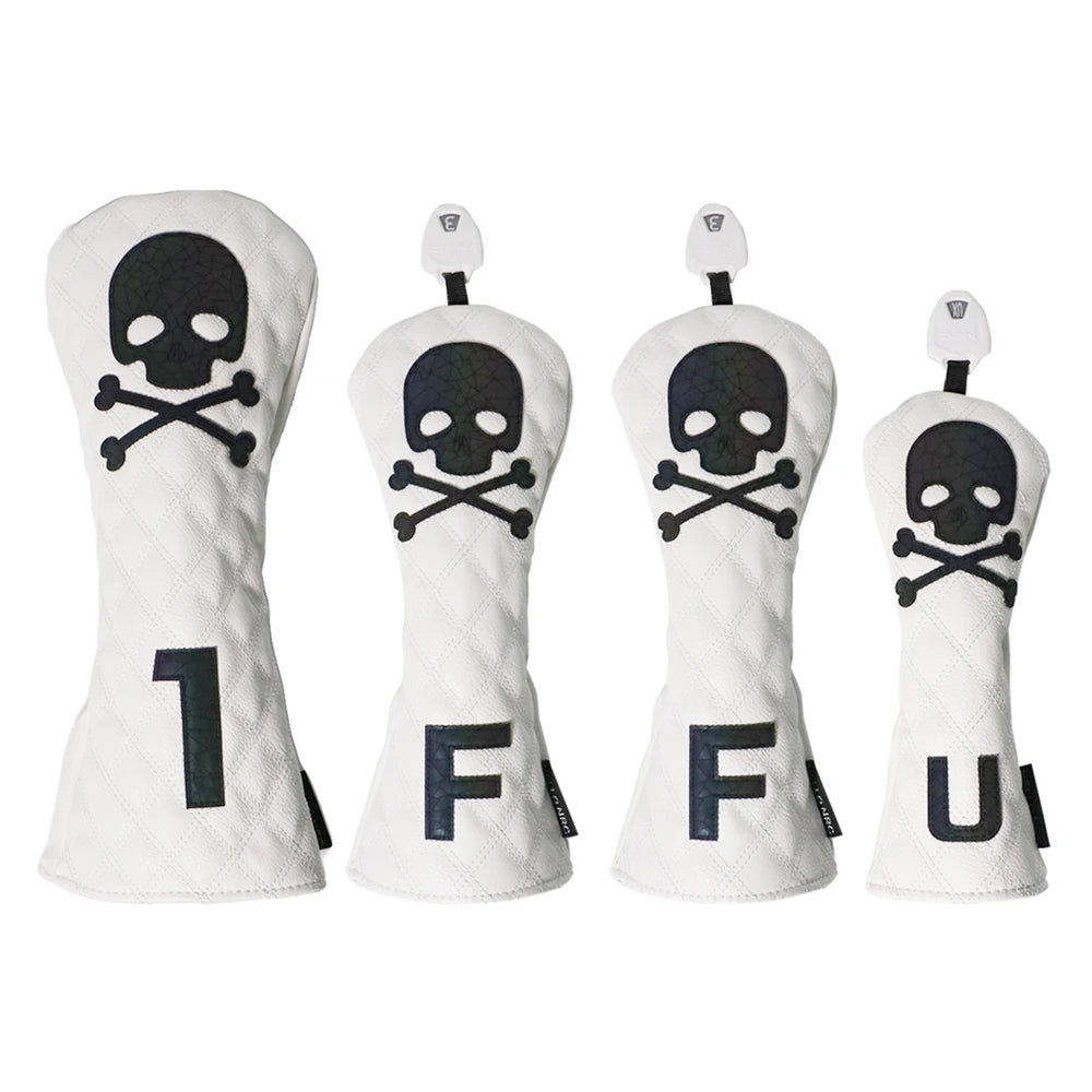 Golf Wood Cover PU Material For Driver Fairway Hybrid Waterproof Protector Cover Skull Pattern Soft Durable Golf Club Covers
