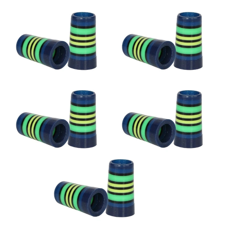 10Pcs Golfing Tapered Ferrules Fit 0.35Inch 0.37Inch Tapered and Parallel Shafts Colorful Striped Golfing Iron Ferrules