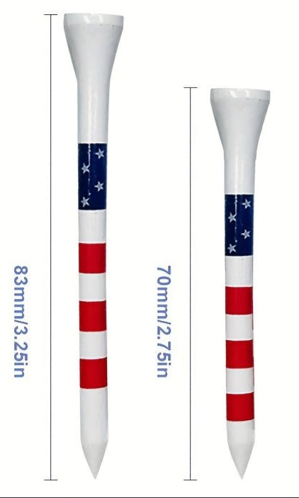 American Flag Style Bamboo Golf Tees - 50 pcs - Supercart88 - Wood Tee3.27 inches (83mm)American Flag Style Bamboo Golf Tees - 50 pcs