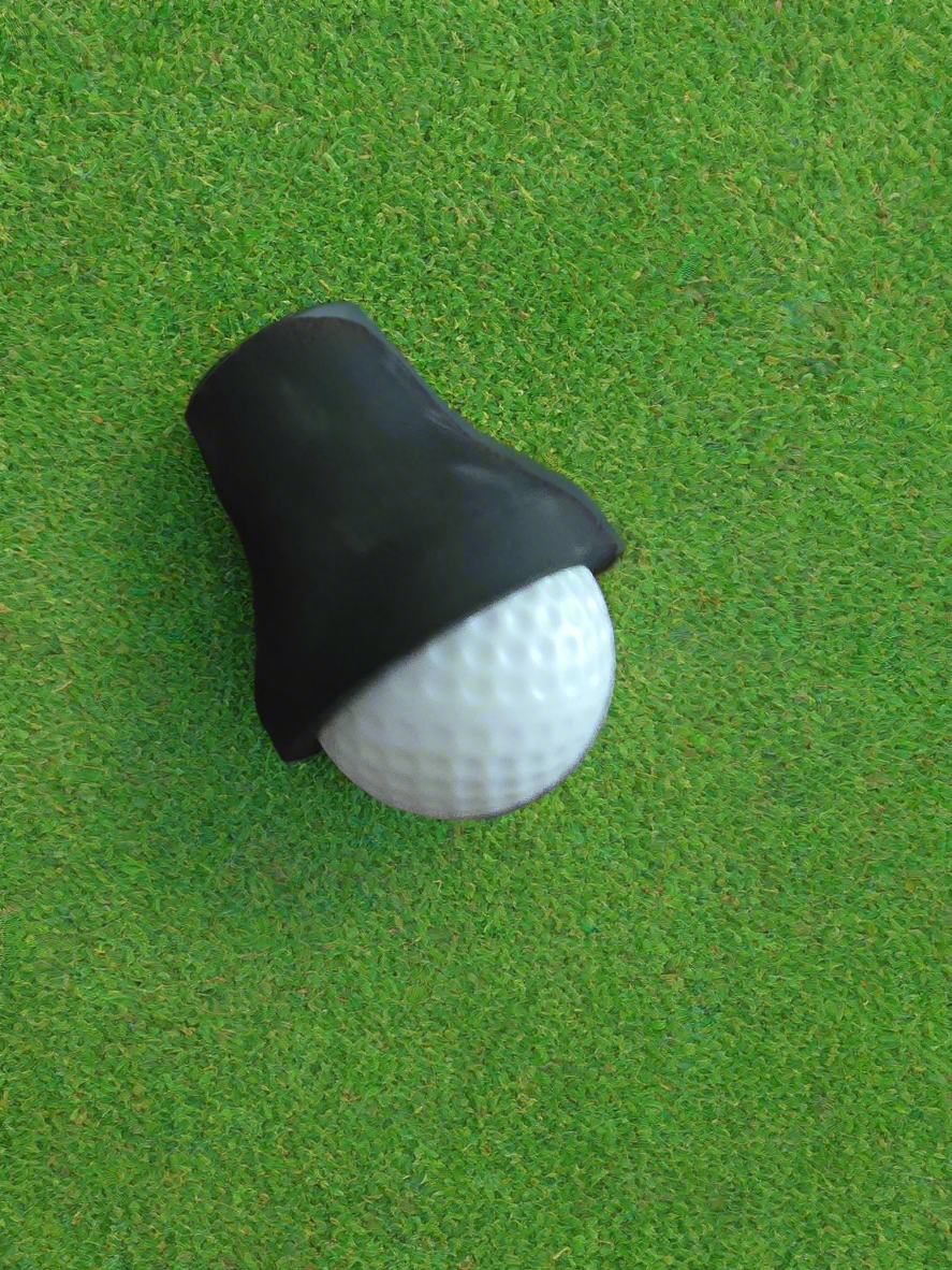 A black rubber golf ball pickup retriever