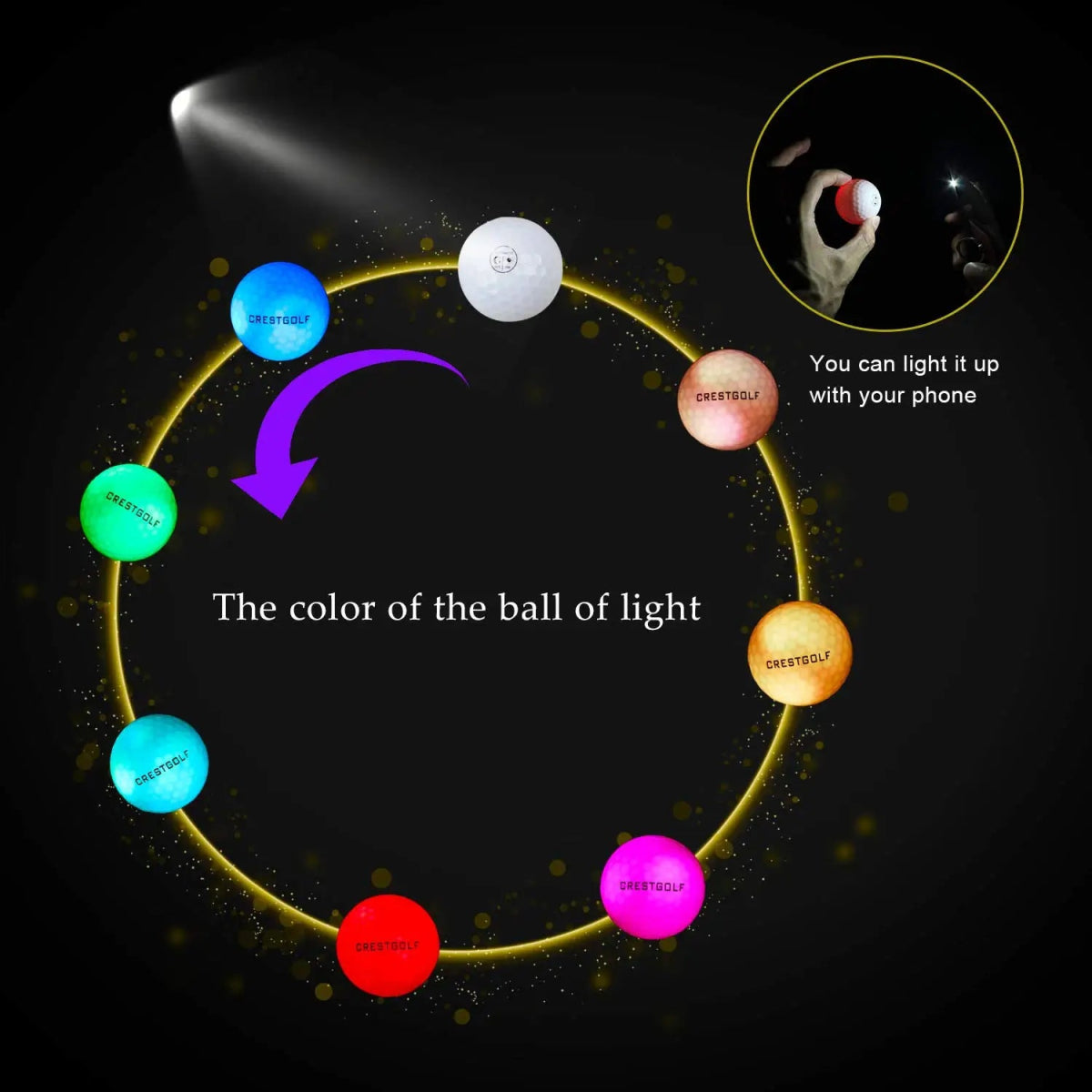 Crestgolf Cosmic Glow LED Golf Balls - Supercart88 - Neon ballsCosmic Mix - Up (3 Pcs) RYGCrestgolf Cosmic Glow LED Golf Balls