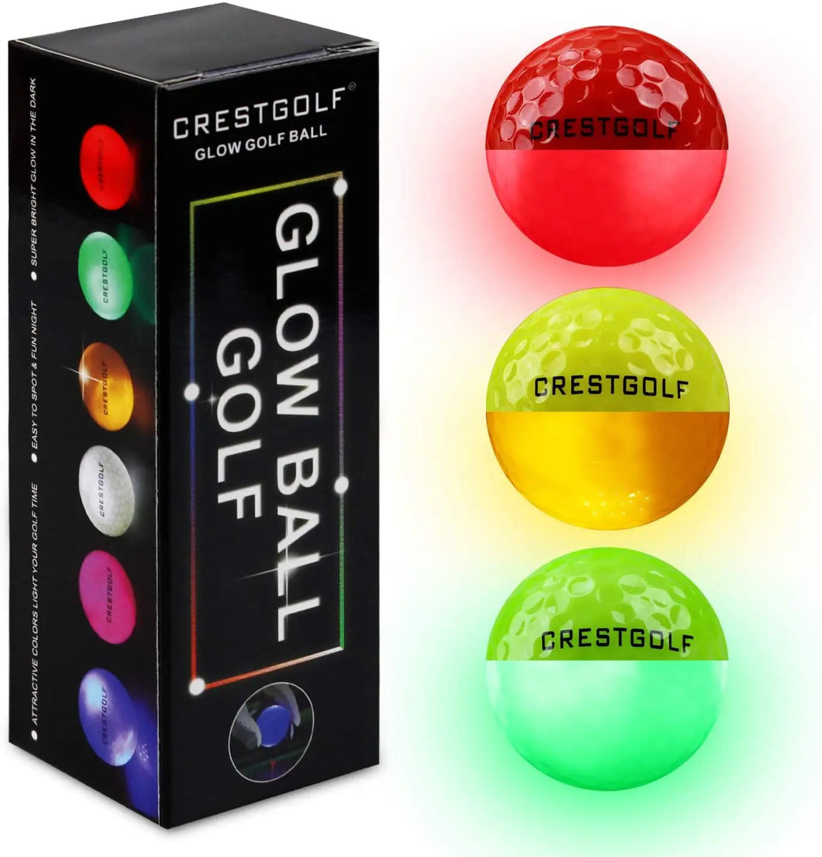 Crestgolf Cosmic Glow LED Golf Balls - Supercart88 - Neon ballsCosmic Mix - Up (3 Pcs) RYG45086332190912