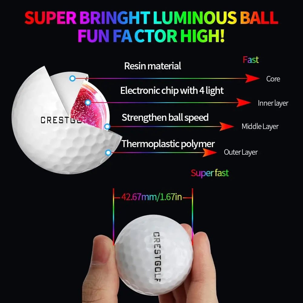 Crestgolf Cosmic Glow LED Golf Balls - Supercart88 - Neon ballsCosmic Mix - Up (3 Pcs) RYGCrestgolf Cosmic Glow LED Golf Balls