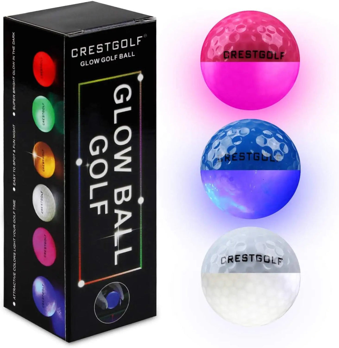Crestgolf Cosmic Glow LED Golf Balls - Supercart88 - Neon ballsCosmic Mix - Up (3 Pcs) PBW45086332584128