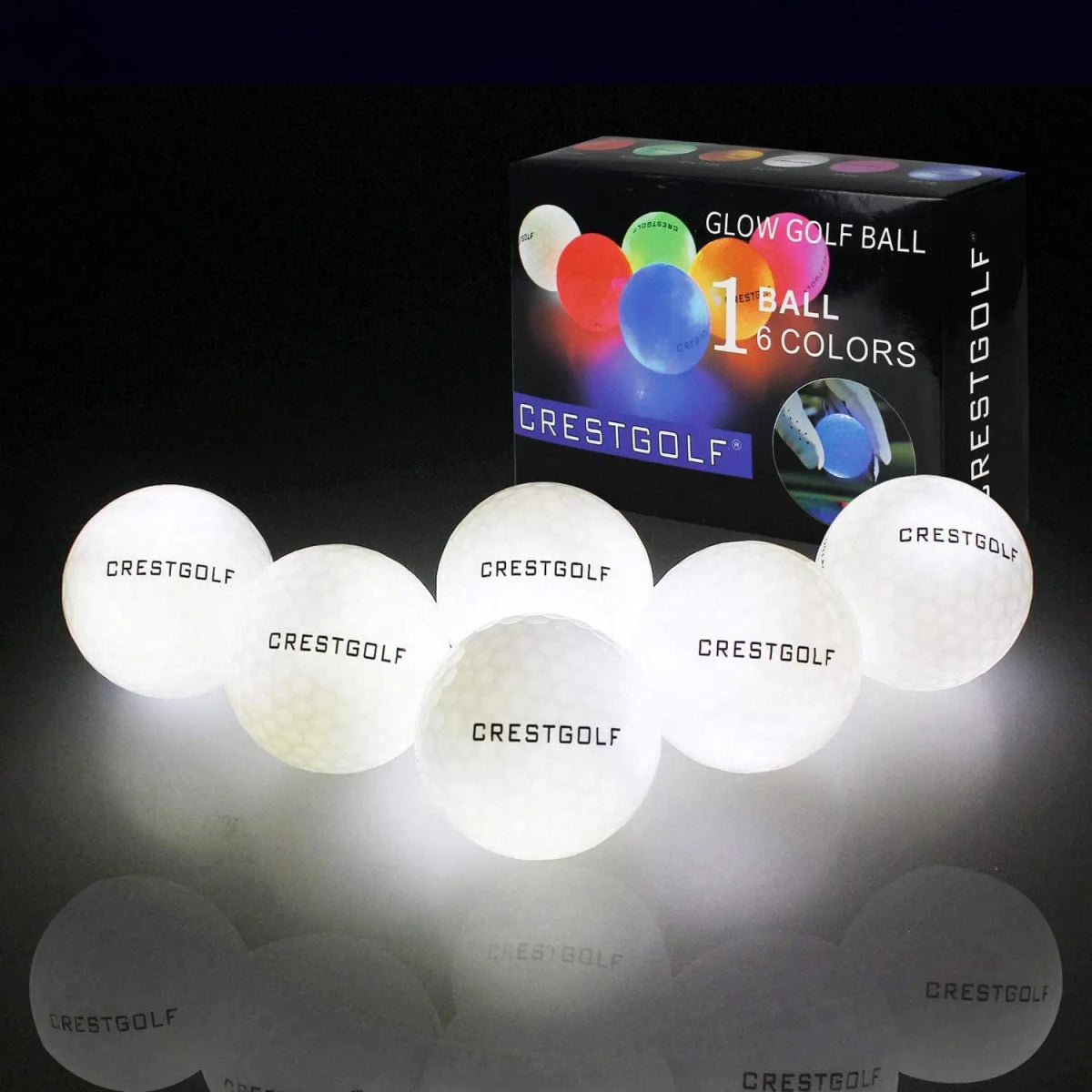 Crestgolf Cosmic Glow LED Golf Balls - Supercart88 - Neon ballsStarlight White: As bright as the stars above. (6 pcs)45086332551360