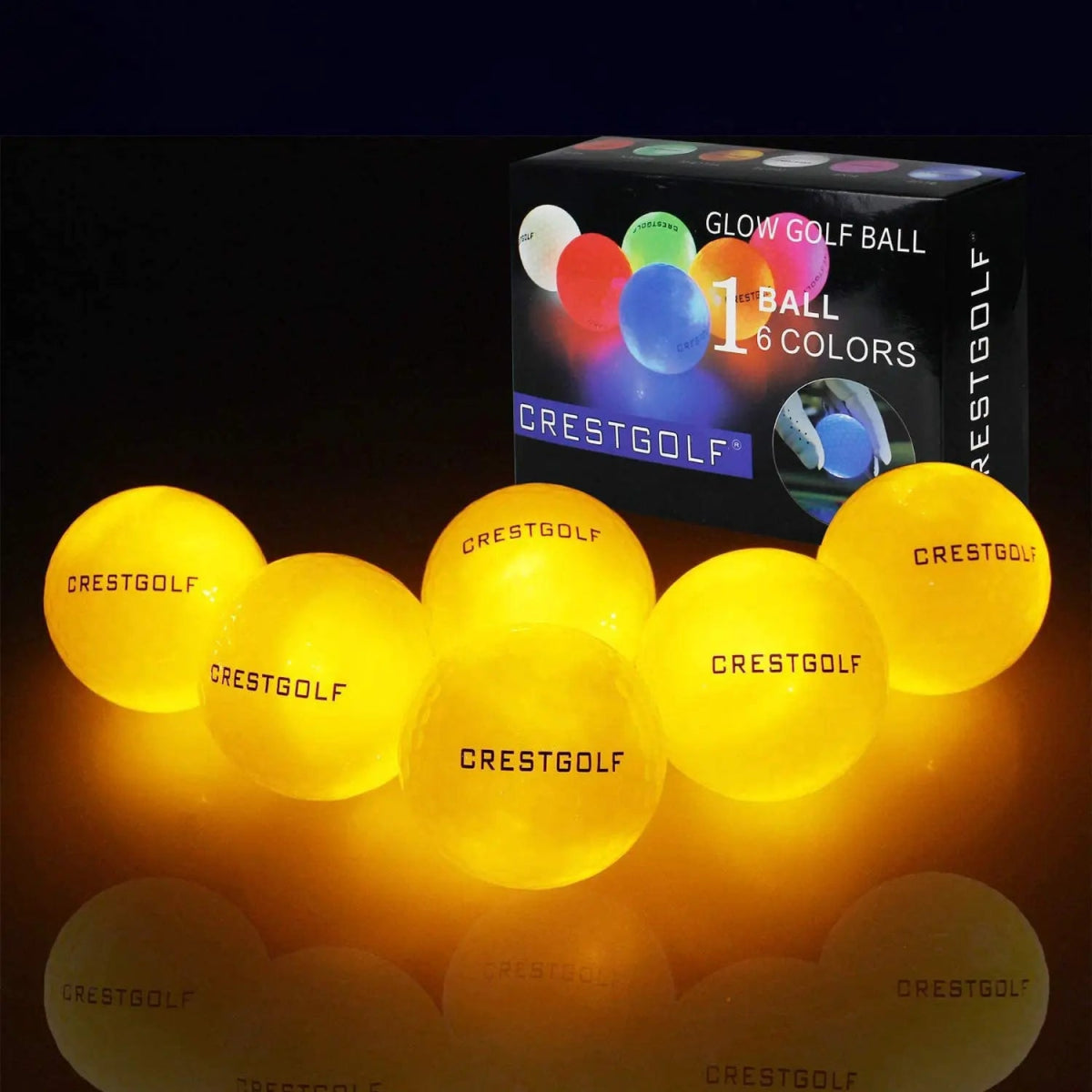 Crestgolf Cosmic Glow LED Golf Balls - Supercart88 - Neon ballsSunset Yellow: Like a slice of sunshine - even at midnight. (6 pcs)45086332485824
