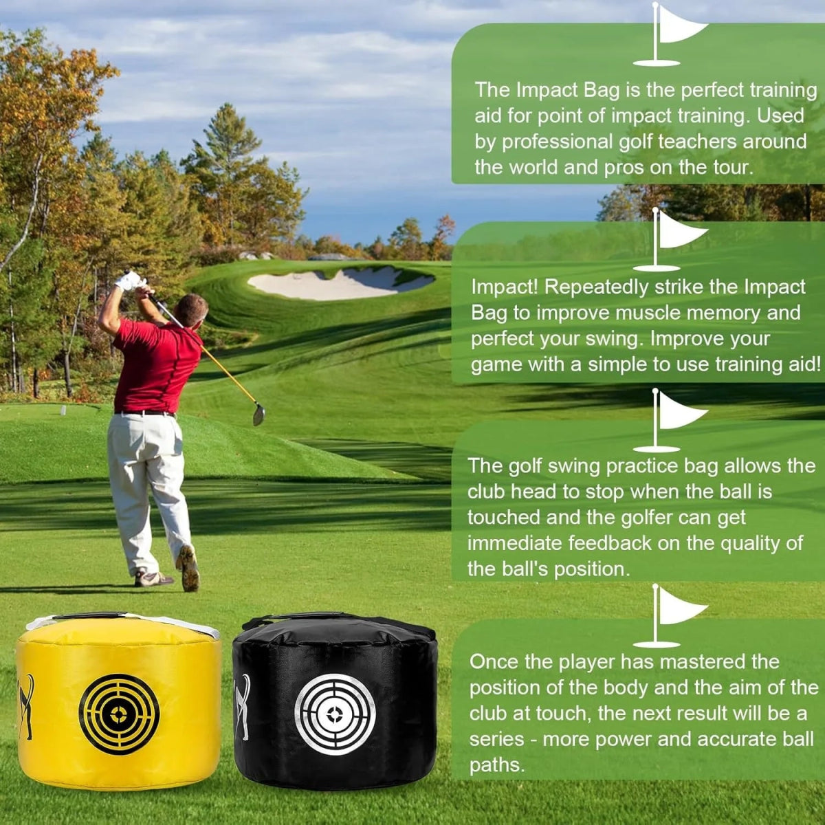 Golf Impact Bags, Golf Swing Trainer,Golf Gifts for Men, Durable Waterproof - Supercart88 - Golf Training AidsYellowGolf Impact Bags, Golf Swing Trainer,Golf Gifts for Men, Durable Waterproof