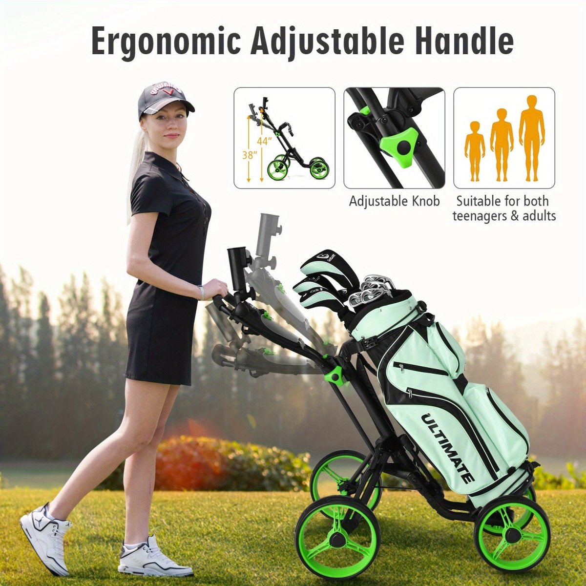 Goplus Folding 4 - Wheel Golf Push Cart with Brake - Supercart88 - Golf Push CartGoplus Folding 4 - Wheel Golf Push Cart with Brake