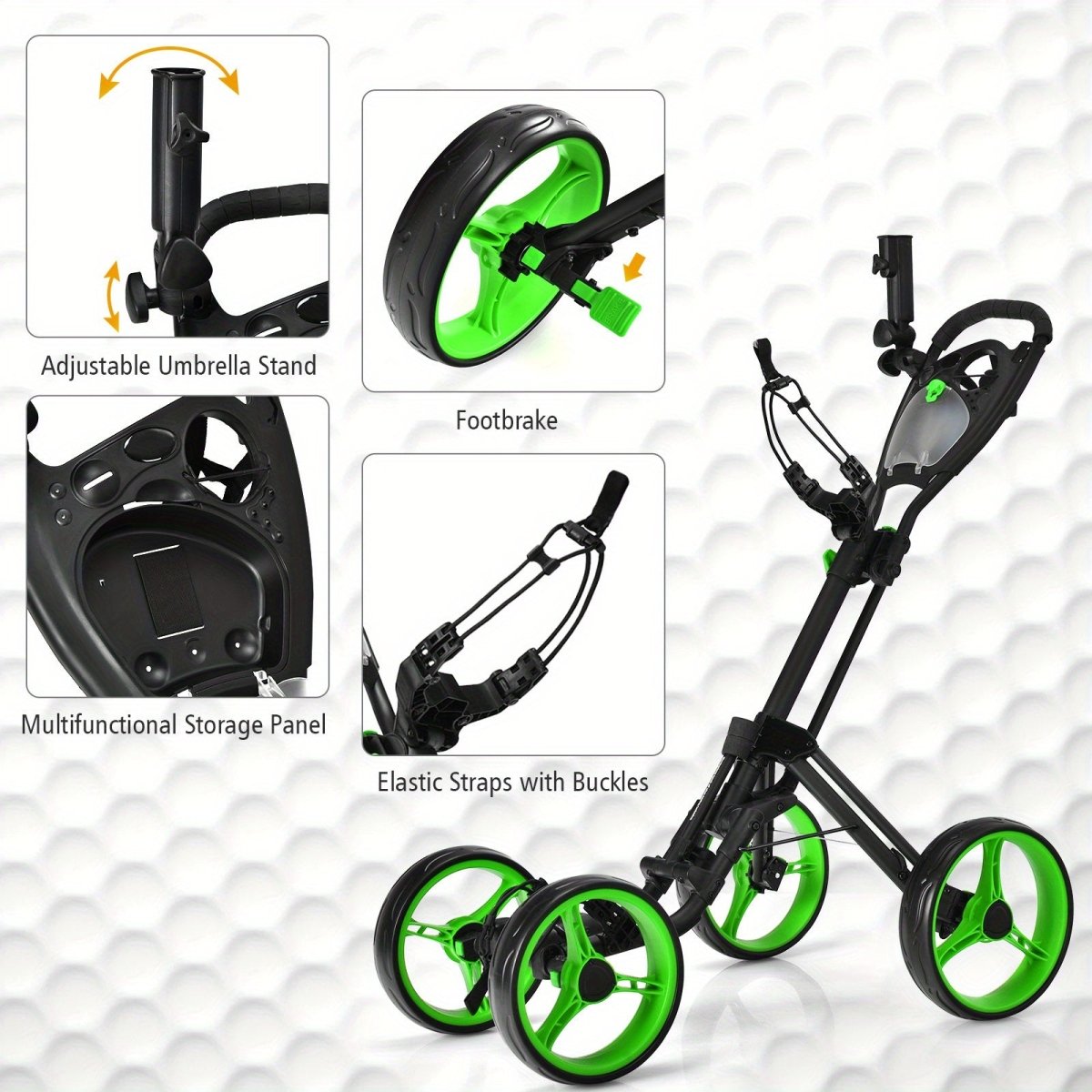 Goplus Folding 4 - Wheel Golf Push Cart with Brake - Supercart88 - Golf Push CartGoplus Folding 4 - Wheel Golf Push Cart with Brake