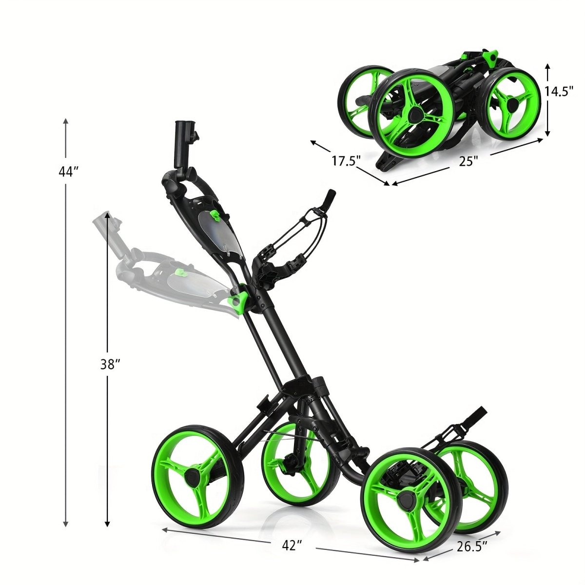 Goplus Folding 4 - Wheel Golf Push Cart with Brake - Supercart88 - Golf Push CartGoplus Folding 4 - Wheel Golf Push Cart with Brake