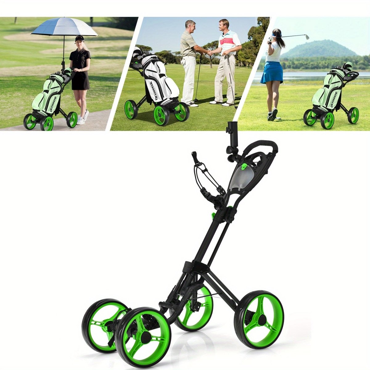 Goplus Folding 4 - Wheel Golf Push Cart with Brake - Supercart88 - Golf Push CartGoplus Folding 4 - Wheel Golf Push Cart with Brake