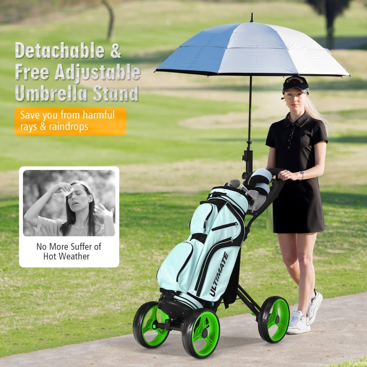 Goplus Folding 4 - Wheel Golf Push Cart with Brake - Supercart88 - Golf Push CartGoplus Folding 4 - Wheel Golf Push Cart with Brake
