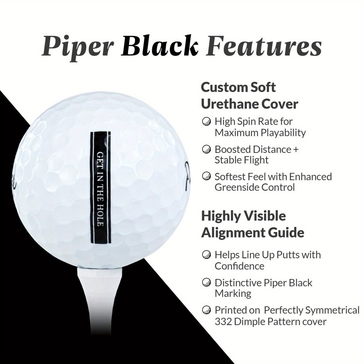 Piper Black Premium 3 - Layer Golf Ball 12 Pack (Style: Black Color: White) - Supercart88 - Golf BallPiper Black Premium 3 - Layer Golf Ball 12 Pack (Style: Black Color: White)